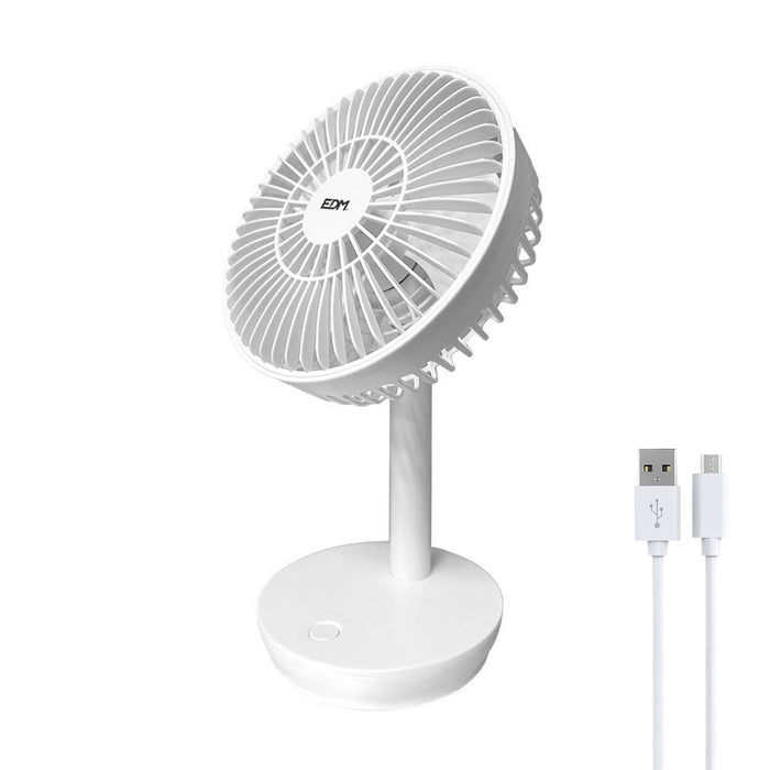 Ventilator de Masă EDM Alb 4 W 16,5 x 18,5 cm Reîncărcabil/ă USB