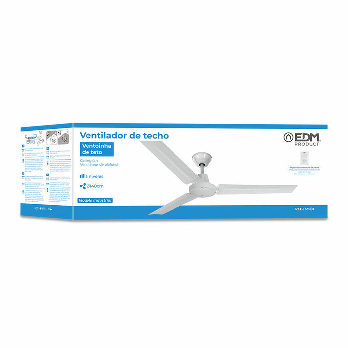 Ventilator de Tavan EDM 33981 Alb 60 W Ø 140 cm industrial