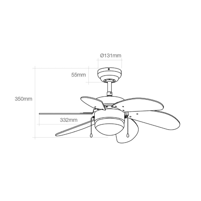 Ventilator de Tavan cu Lumină EDM 33985 Aral Alb 50 W