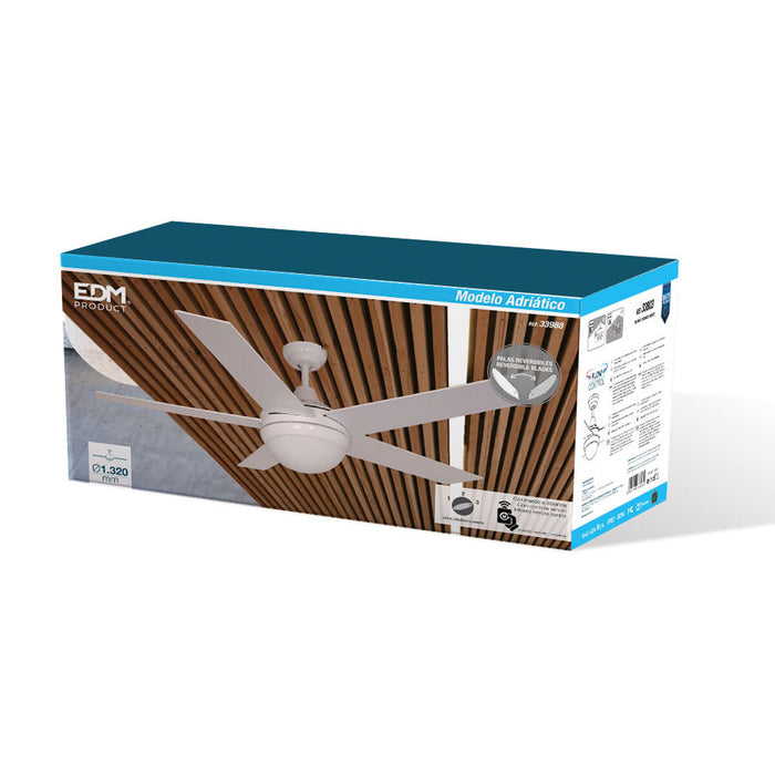 Ventilator de Tavan cu Lumină EDM 33988 Adriatico Alb 60 W