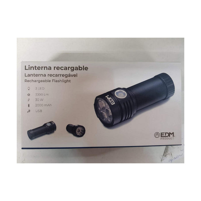 Lanternă EDM Negru Aluminiu 30 W