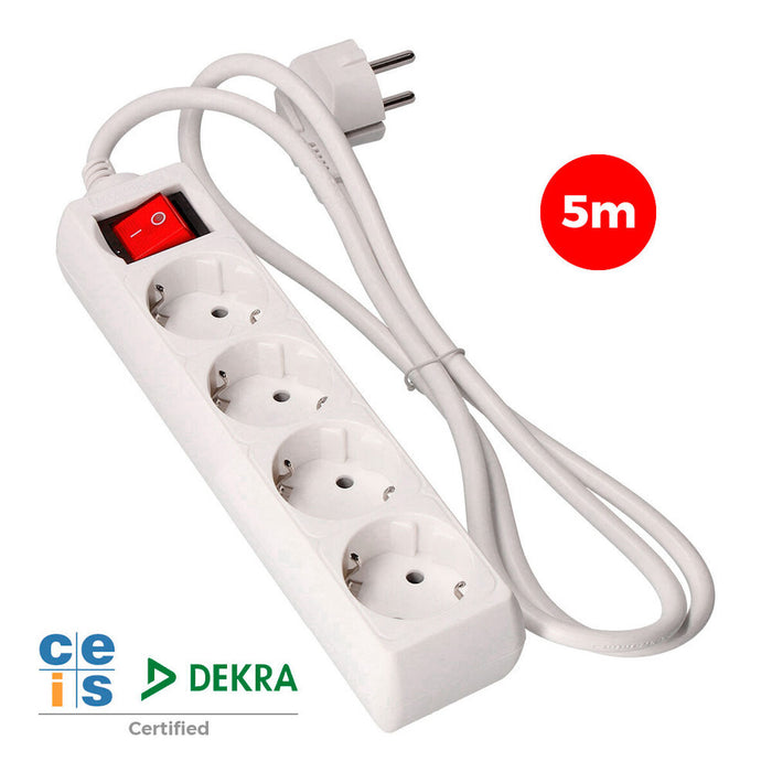 Placă de Circuit Prize  4 puncte de conectare cu întrerupător EDM Schuko (5 m)