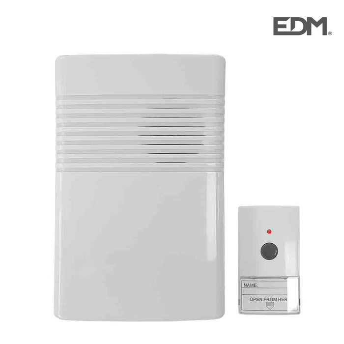 Sonerie Fără Fir cu Buton EDM 80 dB 14,8 x 9,7 x 4 cm (12 V)