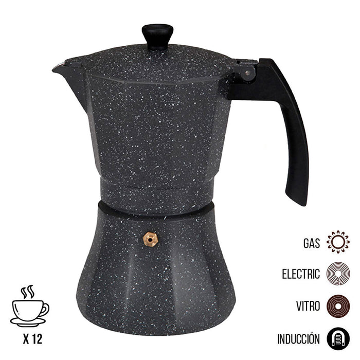 Cafetieră Italiană EDM Negru Aluminiu 12 Hrníčky Inducție