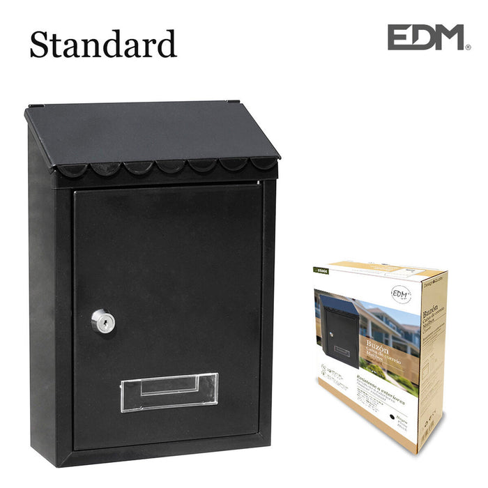 Cutie de scrisori EDM Standard 21 x 6 x 30 cm Negru Oțel