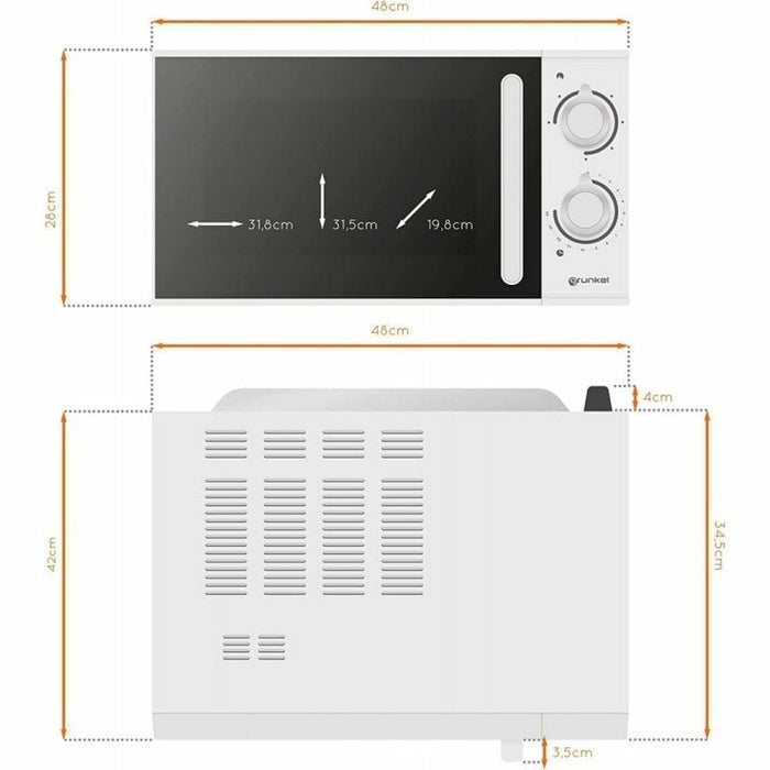Cuptor cu microunde cu Grill Grunkel MWG-25SG 900 W 25 L Alb