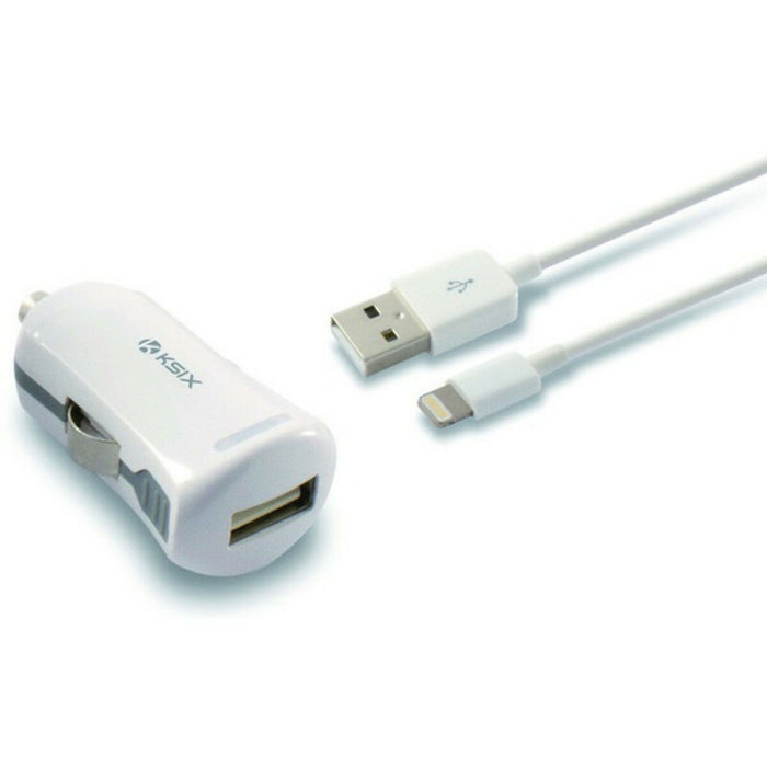 Încărcător USB pentru Mașină + Cablu Lightning MFi KSIX Apple-compatible 2.4 A