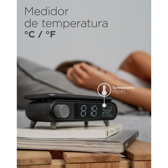 Ceas Deșteptător cu Încărcător fără fir KSIX Retro Alb 10 W