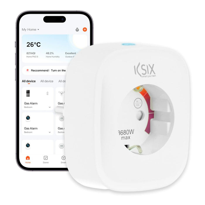 Priză Inteligentă KSIX Smart Energy Slim WIFI 250V Alb