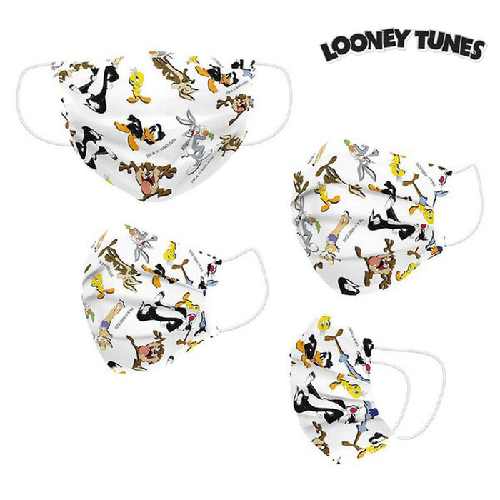Mască igienică de pânză reutilizabilă Looney Tunes Infantil Alb