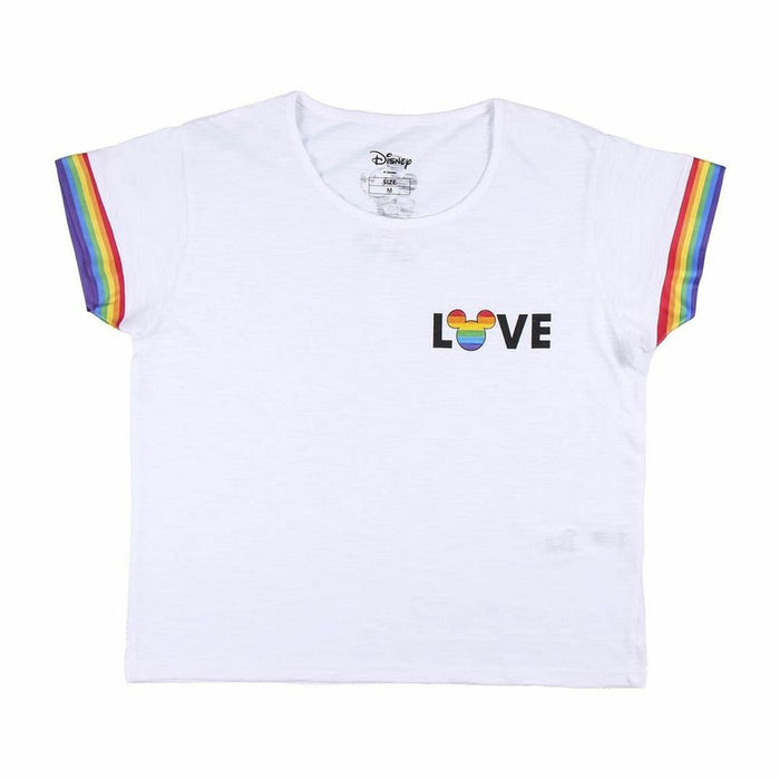 Tricou cu Mânecă Scurtă Femei Disney Love Pride Alb