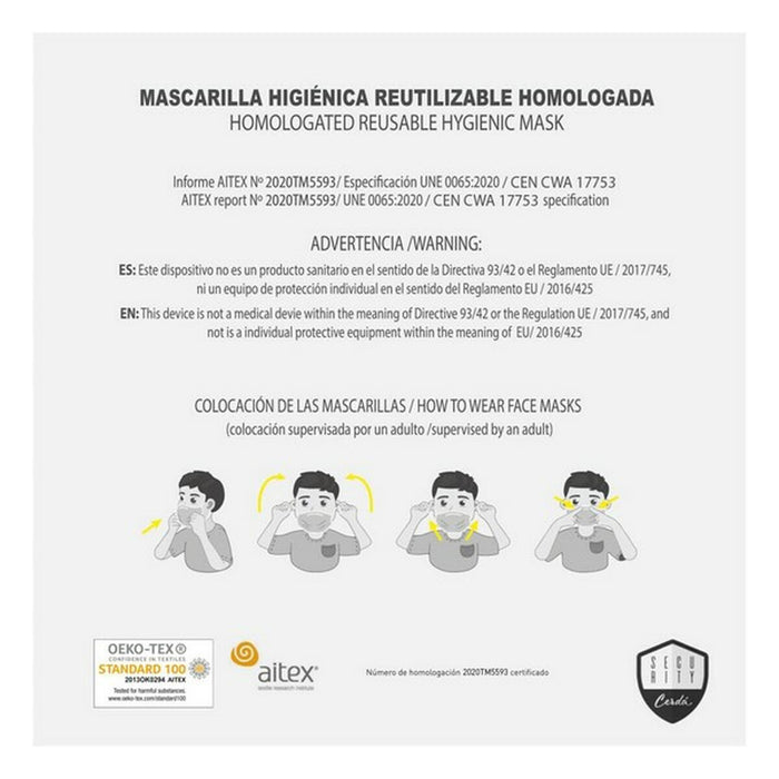 Mască facială igienică Spider-Man Infantil Albastru Poliester