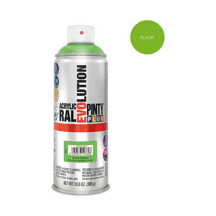 Spray cu vopsea Pintyplus Evolution F136 400 ml Fosforescent Verde