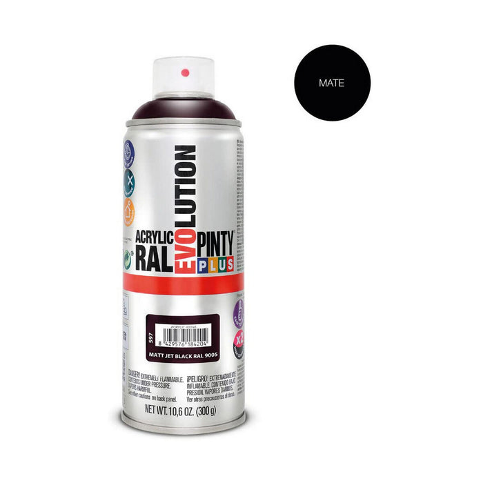 Spray cu vopsea Pintyplus Evolution RAL 9005 400 ml Mat Jet Black