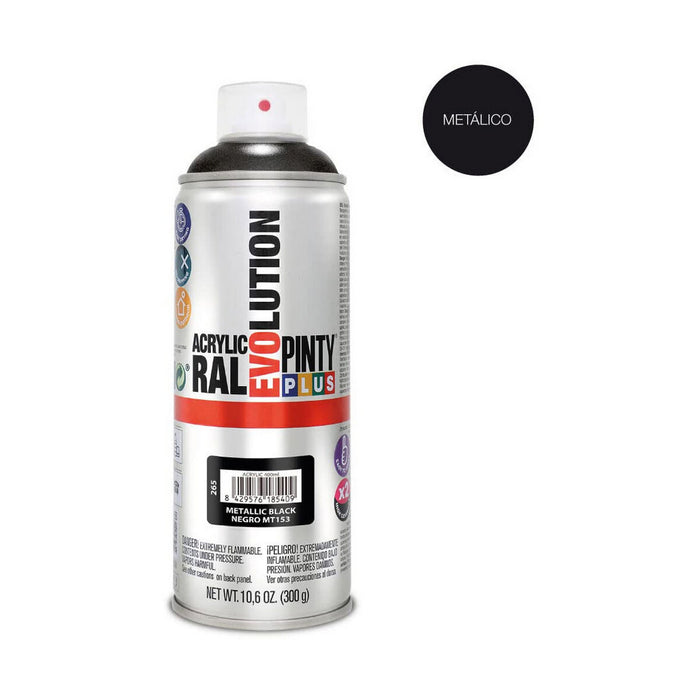 Spray cu vopsea Pintyplus Evolution MT153 Metalizat 400 ml Negru