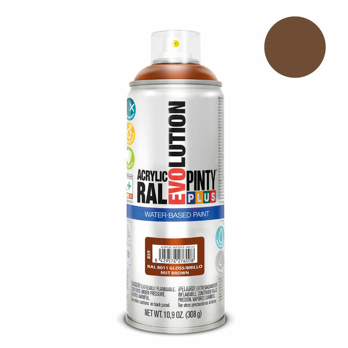 Spray cu vopsea Pintyplus Evolution RAL 8011 Baza de apă Nut Brown 400 ml