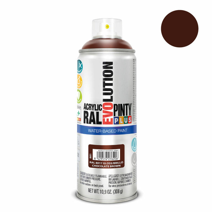 Spray cu vopsea Pintyplus Evolution RAL 8017 Baza de apă Ciocolată 400 ml