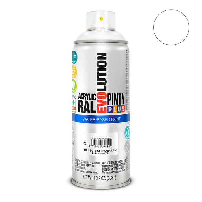 Spray cu vopsea Pintyplus Evolution RAL 9010 400 ml Baza de apă Pure White