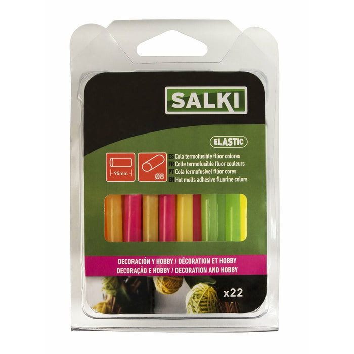 Batoane de adeziv topit la cald Salki 430106 Multicolor Decor Fluor Ø 8 x 95 mm 105 g (22 Unități)