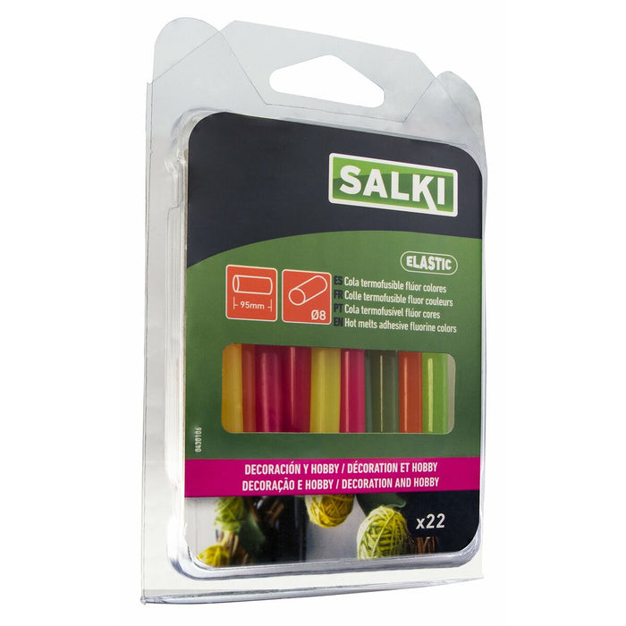 Batoane de adeziv topit la cald Salki 430106 Multicolor Decor Fluor Ø 8 x 95 mm 105 g (22 Unități)