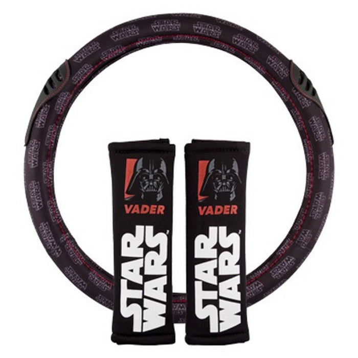 Capac volan + tampoane de pernă pentru centura de siguranță Star Wars Darth Vader Universal Negru 3 Piese