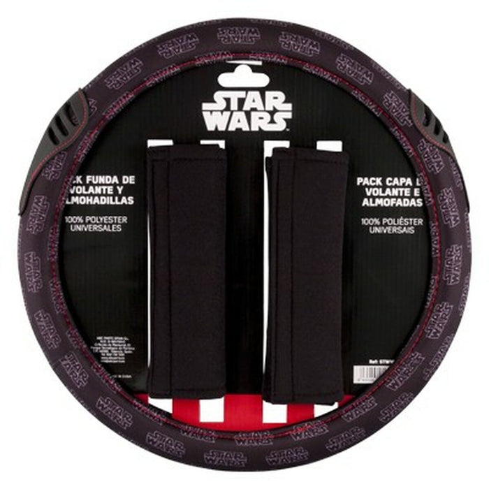 Capac volan + tampoane de pernă pentru centura de siguranță Star Wars Darth Vader Universal Negru 3 Piese