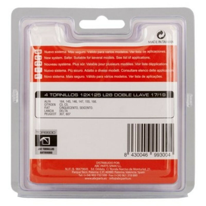 Șuruburi antifurt BC Corona 12X125 L28 17/19 Argintiu (4 uds)