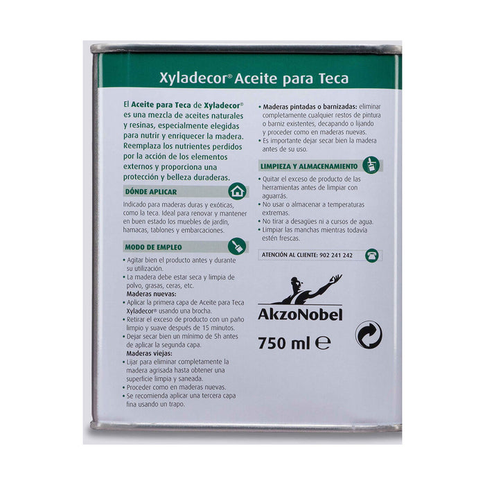 Ulei pentru lemn de tec AkzoNobel Xyladecor 750 ml Incolor Mat