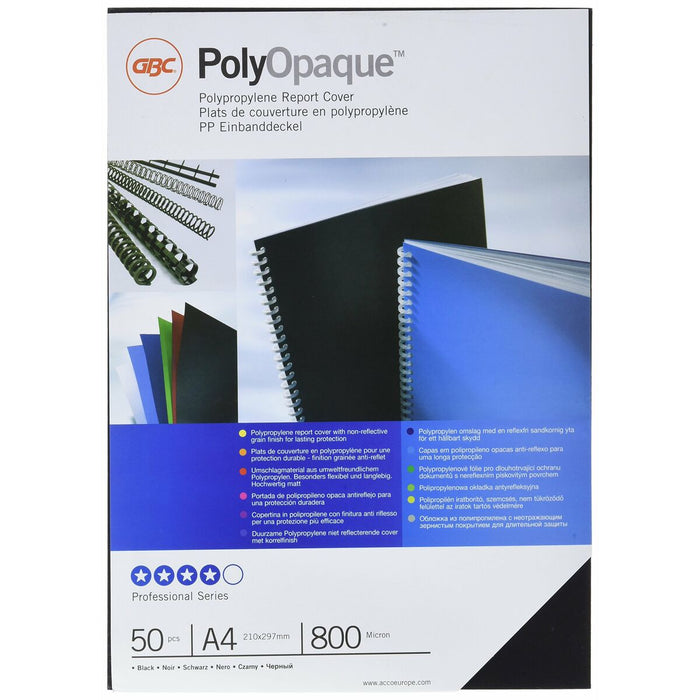 Coperți pentru legare GBC 50 Unități Negru A4 polipropilenă (50 Unități)