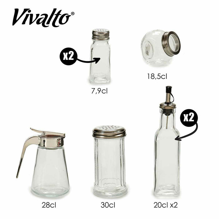 Condiment container set 7 Piese Argintiu Metal