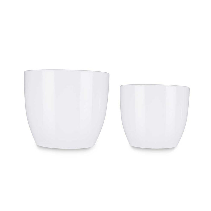 Set de ghivece Ø 22 cm Ø 28 cm 2 Piese Alb Argilă