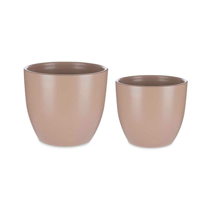 Set de ghivece Ø 22 cm Ø 28 cm 2 Piese Bej Argilă