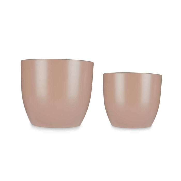 Set de ghivece Ø 22 cm Ø 28 cm 2 Piese Bej Argilă
