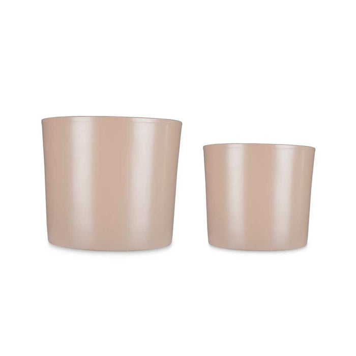 Set de ghivece Ø 22 cm Ø 27 cm 2 Piese Bej Argilă