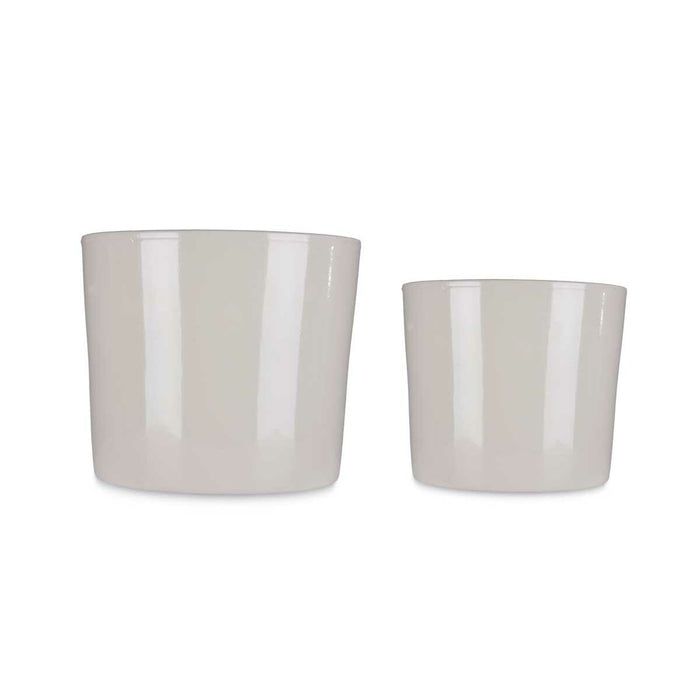 Set de ghivece Ø 22 cm Ø 27 cm 2 Piese Gri Argilă