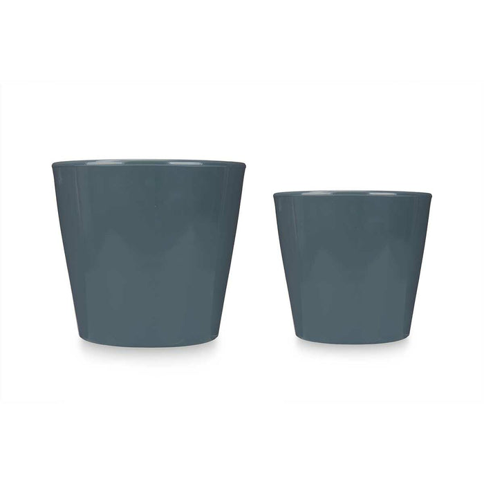 Set de ghivece 2 Piese Ø 22 cm Ø 28 cm Antracit Argilă