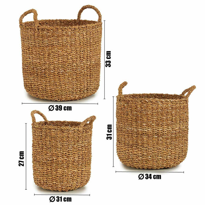 Set de Coșuri Maro rogoz (3 Piese)