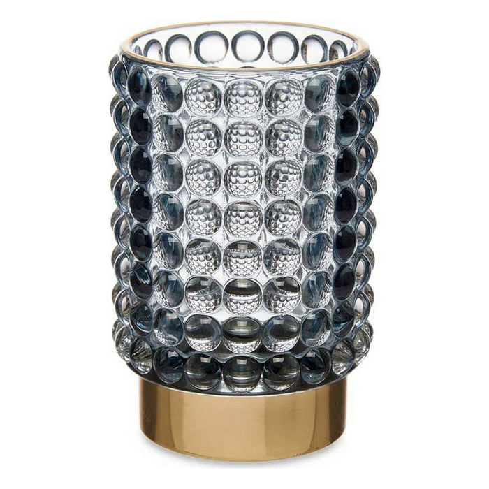 Suport de Lumânări Puncte Albastru Auriu* Sticlă (8,5 x 12,5 x 8,5 cm)