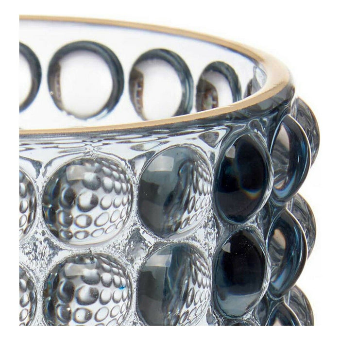 Suport de Lumânări Puncte Albastru Auriu* Sticlă (8,5 x 12,5 x 8,5 cm)