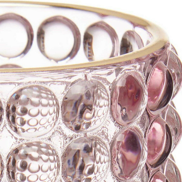 Suport de Lumânări Puncte Roz Auriu* Sticlă (8,5 x 12,5 x 8,5 cm)