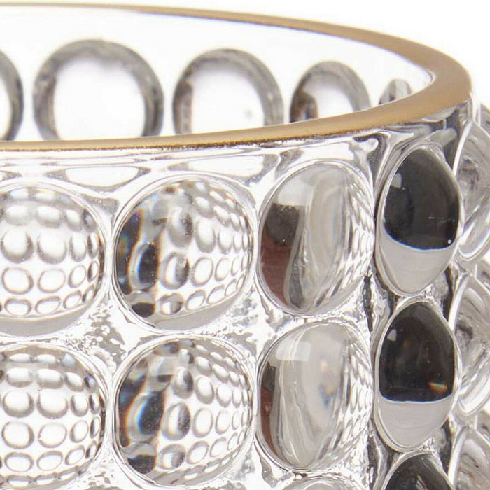 Suport de Lumânări Puncte 8,5 x 12,5 x 8,5 cm Auriu* Transparent Sticlă