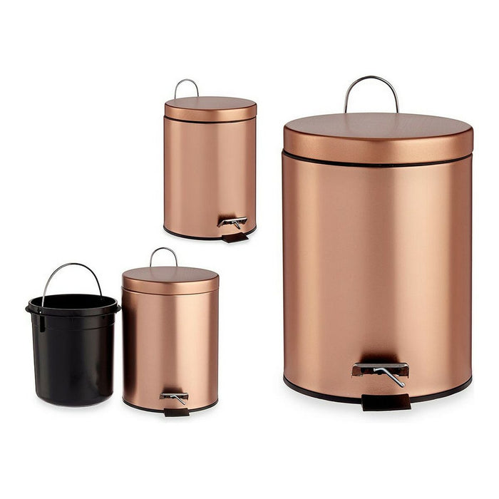 Coș de gunoi pentru hârtie cu pedală Metal Cupru Plastic 5 L (20,5 x 27,5 x 26,5 cm)