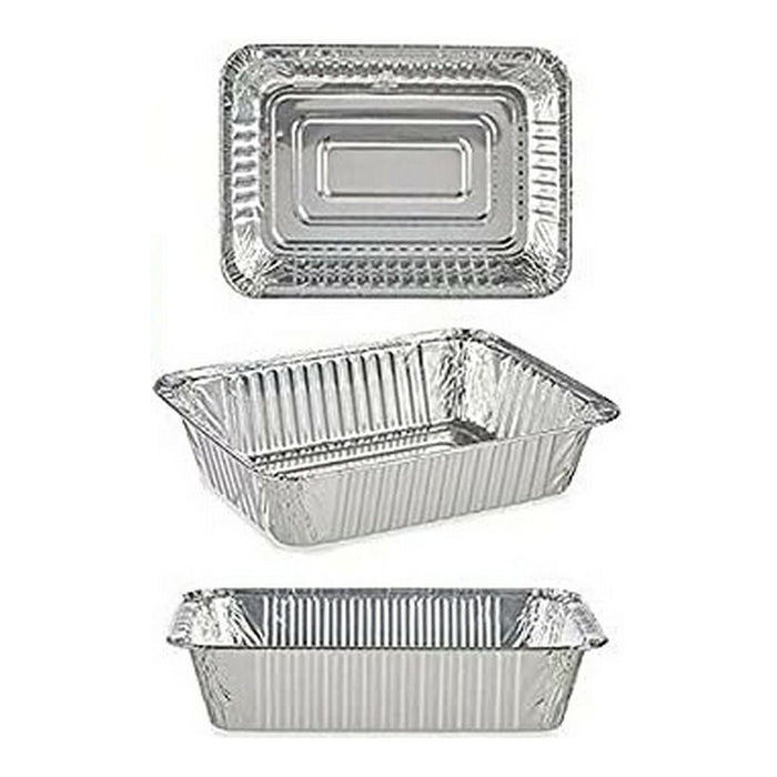 Set de Tăvi Aluminiu Argintiu (15,6 x 5 x 22 cm)