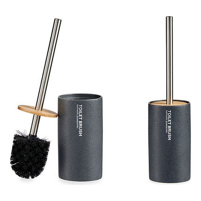 Perie pentru toaletă Gri Metal Rășină Bambus 9,7 x 37,5 x 9,7 cm