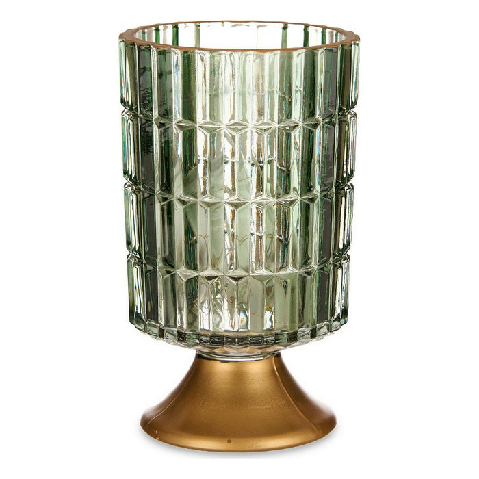 Lanternă LED Metal Auriu* Verde Sticlă (10,7 x 18 x 10,7 cm)