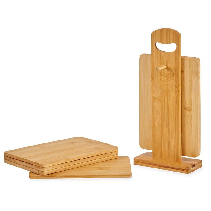 Set Masă de tăiat Cu suport Maro Bambus (6 Piese) (21 x 14 x 0,8 cm)