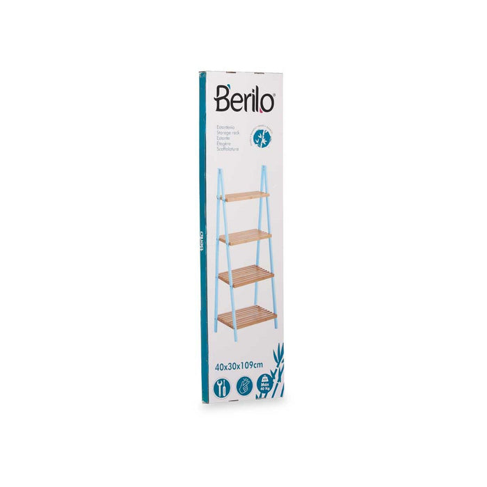 Raft de Baie Albastru Natural Bambus lemn de pin 40 x 109,3 x 30 cm