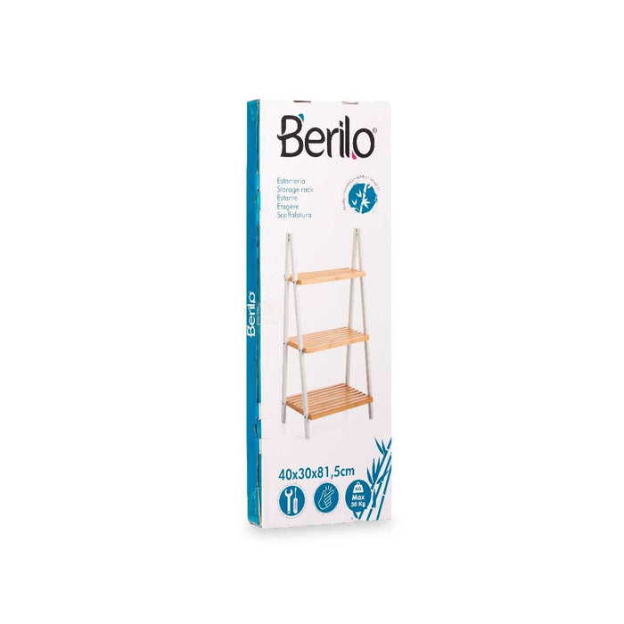 Raft de Baie Alb Natural Bambus lemn de pin 40,3 x 81,5 x 30 cm