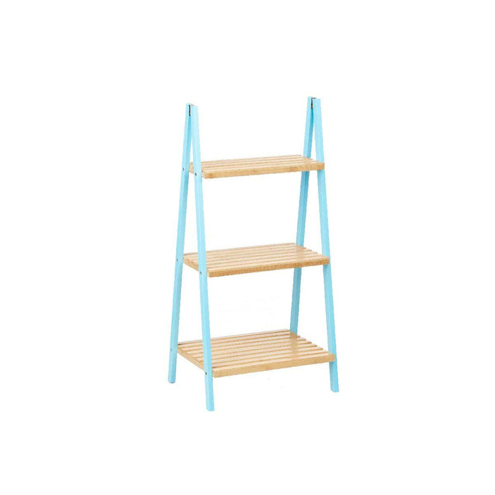 Raft de Baie Albastru Natural Bambus lemn de pin 40,3 x 81,5 x 30 cm