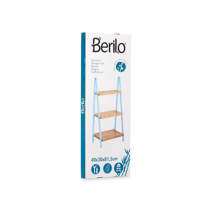 Raft de Baie Albastru Natural Bambus lemn de pin 40,3 x 81,5 x 30 cm